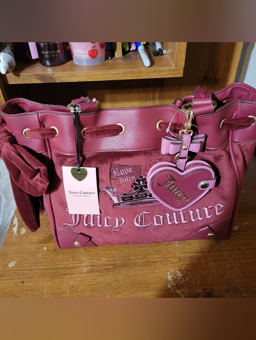Juicy couture Crown tote in color cranberry juice. Nwt